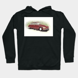 Classic Citroën DS2 Painting in Burgundy Red Hoodie